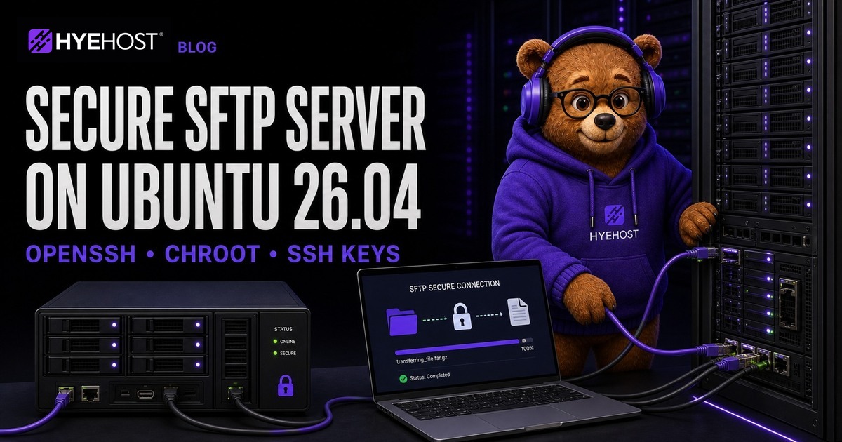 Secure SFTP Server on Ubuntu 26.04 HYEHOST blog artwork