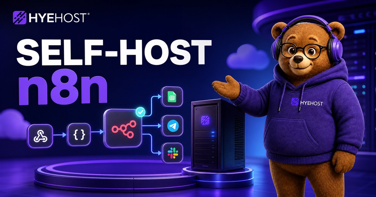 Self-Host n8n HYEHOST blog artwork